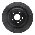 R1 13-19 Mercedes-Benz GL350 Rear Left Drilled & Slotted Black Brake Rotor
