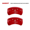 Rear Set 2 Caliper Covers Engraved Rear Gt500 Shelby & Cobra Red Finish Silver Characters 2005-2014 Ford Mustang MGP Caliper Covers
