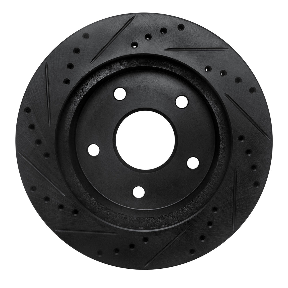 R1 00-01 Dodge Ram 1500 Pickup Front Right Drilled & Slotted Black Brake Rotor