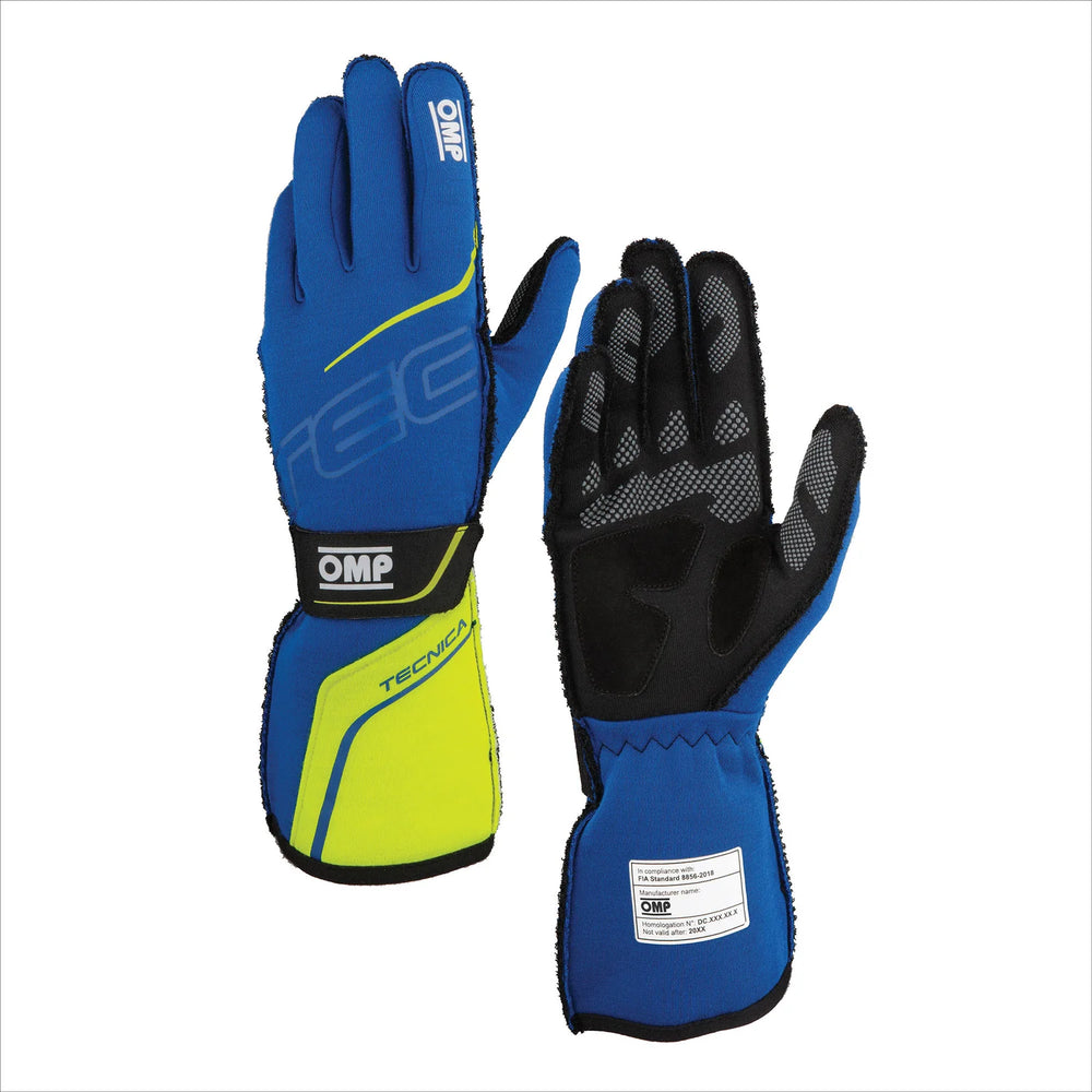 OMP TECNICA GLOVES FIA 8856-2018 BLUE / YELLOW SZ L