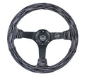 NRG Reinforced Steering Wheel (350mm / 3in. Deep) Brown Wood w/Blk Matte Spoke/Neochrome Center Mark