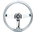 NRG Reinforced Steering Wheel (350mm / 3in. Deep) Brown Wood w/Blk Matte Spoke/Neochrome Center Mark