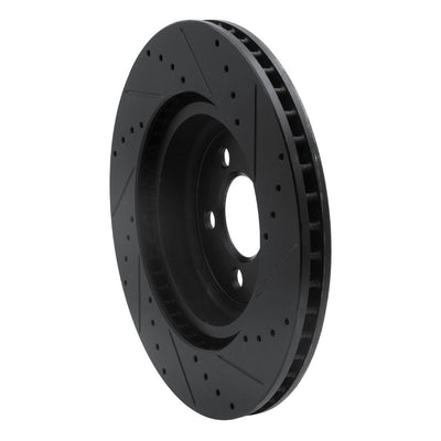 R1 09-23 Dodge Challenger Front Left Drilled & Slotted Black Brake Rotor