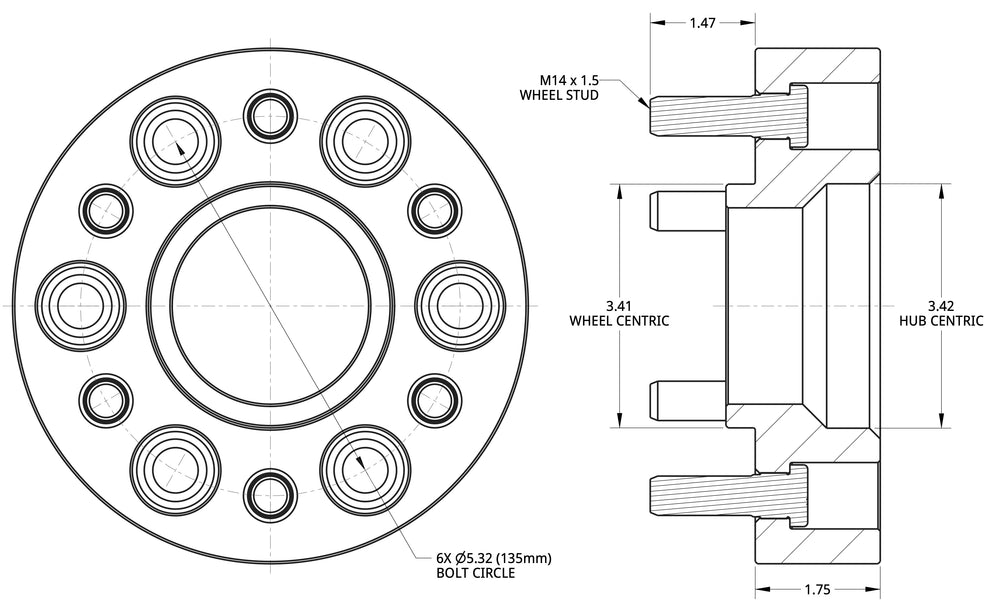 SPIDERTRAX FORD 6 ON 135MM X 1-3/4'