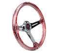 Reinforced Steering Wheel - Matsuri 350mm 2 Deep Dish Clear Acrylic Steering Wheel in Clear and Geometric NeoChrome spoke finish with slits.