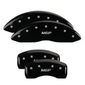 SET OF 4 CALIPER COVERS ENGRAVED FRONT/REAR MGP SILVER CHARACTERS BLACK POWDER