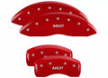 SET OF 4 CALIPER COVERS ENGRAVED FRONT/REAR MGP SILVER CHARACTERS RED POWDER C
