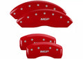 SET OF 4 CALIPER COVERS ENGRAVED FRONT/REAR MGP SILVER CHARACTERS RED POWDER C