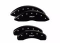 SET OF 4 CALIPER COVERS ENGRAVED FRONT/REAR MGP SILVER CHARACTERS BLACK POWDER