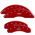 SET OF 4 CALIPER COVERS ENGRAVED FRONT/REAR MGP SILVER CHARACTERS RED POWDER C