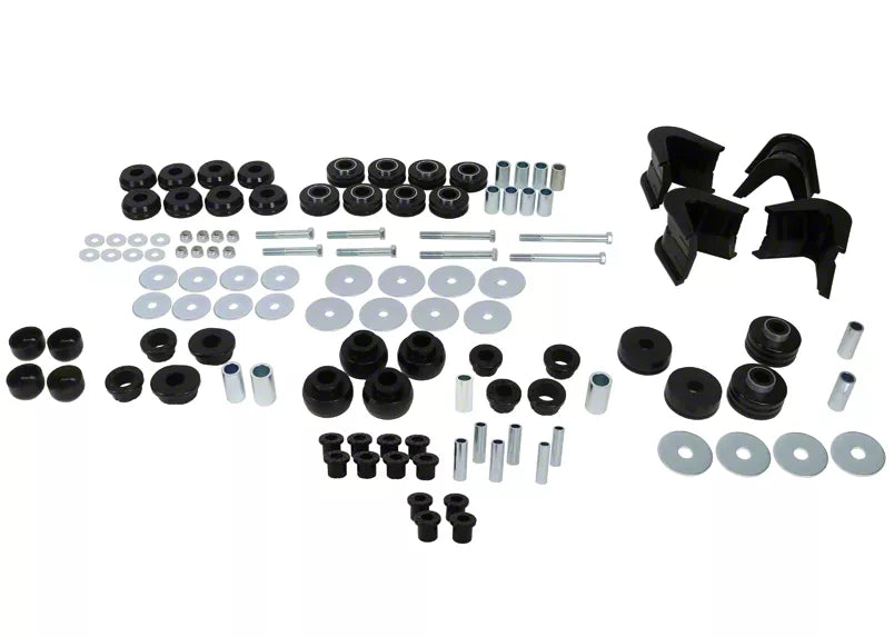 Essential Vehicle Kit 10 Shell Bushings 40 Bushings 20 Tubes 28 Washers 8 Nuts 8 Bolts Grease Install Guide