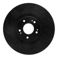 R1 11-17 Genesis G80 Front Left Drilled & Slotted Black Brake Rotor