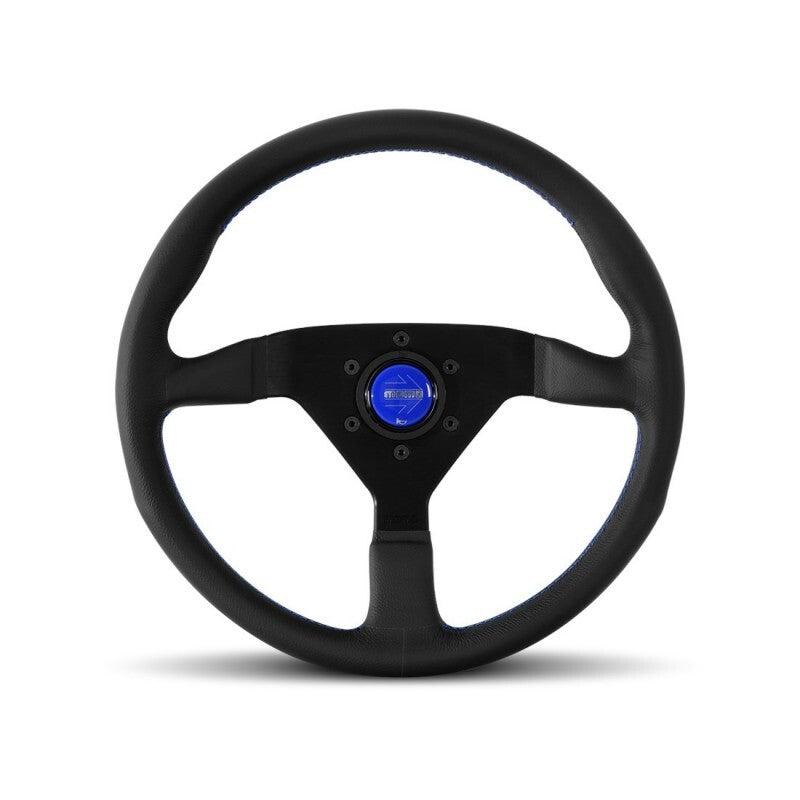 Momo Montecarlo Steering Wheel 350 mm - Black Leather/Red Stitch/Black Spokes