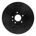 R1 00-06 Jaguar XJR Rear Right Drilled & Slotted Black Brake Rotor