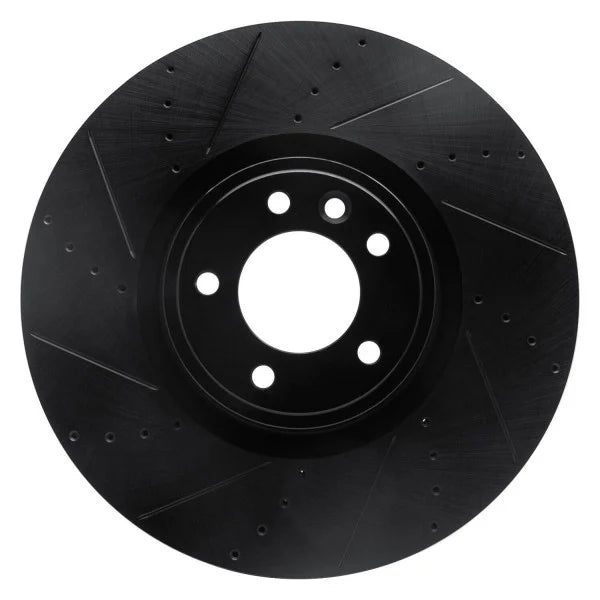 R1 Concepts Brake Rotor Drilled and Slotted Silver Fits Land Rover