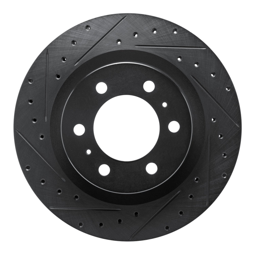 R1 2022-2025 Lexus LX600 Front Left Drilled & Slotted Black Brake Rotor