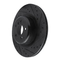 R1 10-14 BMW X6 Rear Right Drilled & Slotted Black Brake Rotor