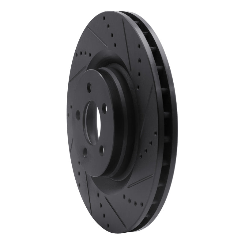 R1 05-23 Chrysler 300 Front Right Drilled & Slotted Black Brake Rotor