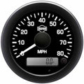 ~(1.3 lbs. 8X6X6)~ SPEEDOMETER 0-80 MPH W/TRIP; Black Face; Black Bezel; Black; White Lettering; Red; Green; DodgeFord S.D. Gen 2