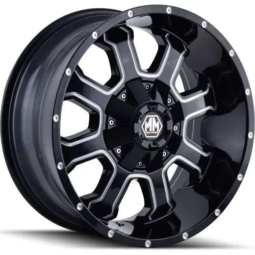 ~(32 lbs. 19X19X10)~ FIERCE (8103) GLOSS BLACK/MILLED SPOKES 17X9 5-127/5-139.7 18MM 87MM