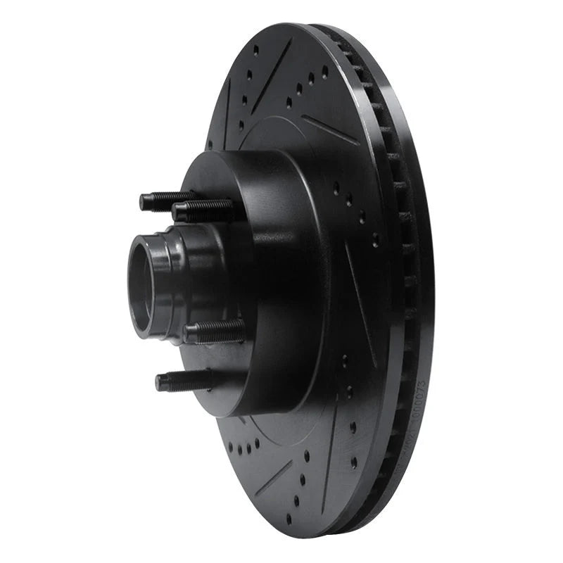 R1 01-05 Ford Explorer Sport Front Left Drilled & Slotted Black Brake Rotor