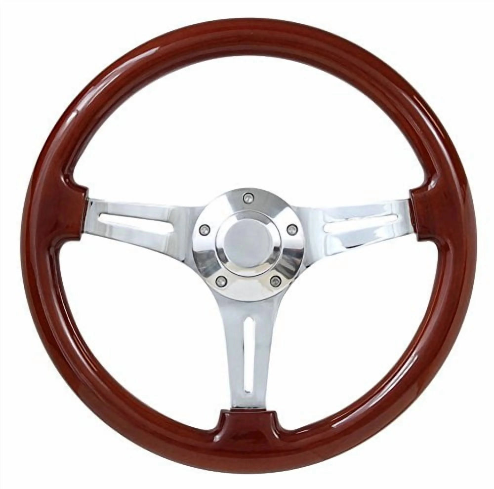 7491 CHEVY/GMC C10 BROTHERS TRUCKS CUSTOM STEERING WHEELS BLACK/WOOD PLAIN