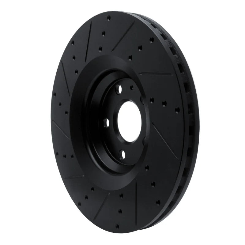 R1 12-15 Audi TTS Quattro Front Right Drilled & Slotted Black Brake Rotor