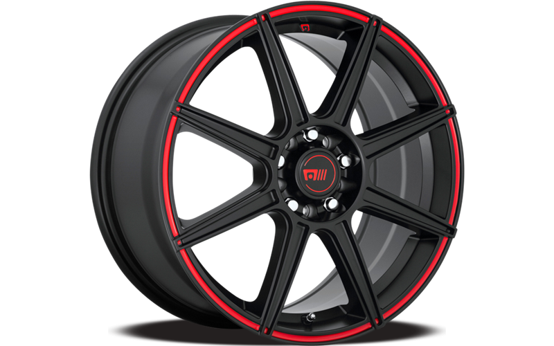 MR142 18X8 5X4.25/4.5 S-BLK RED 45MM