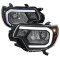 OE HEADLIGHT WITH LED BAR MATTE BLACK HOUSING AND CLEAR LENS