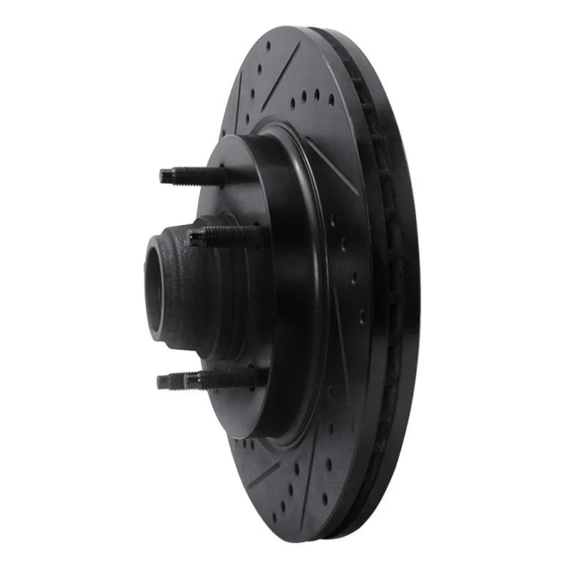 R1 97-99 Ford F-150 RWD Front Left Drilled & Slotted Black Brake Rotor