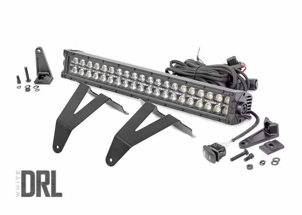 1x 70778 1x 70920BD LED Light Bumper Mount 20 Black Dual Row White DRL Ram 1500 (19-22)