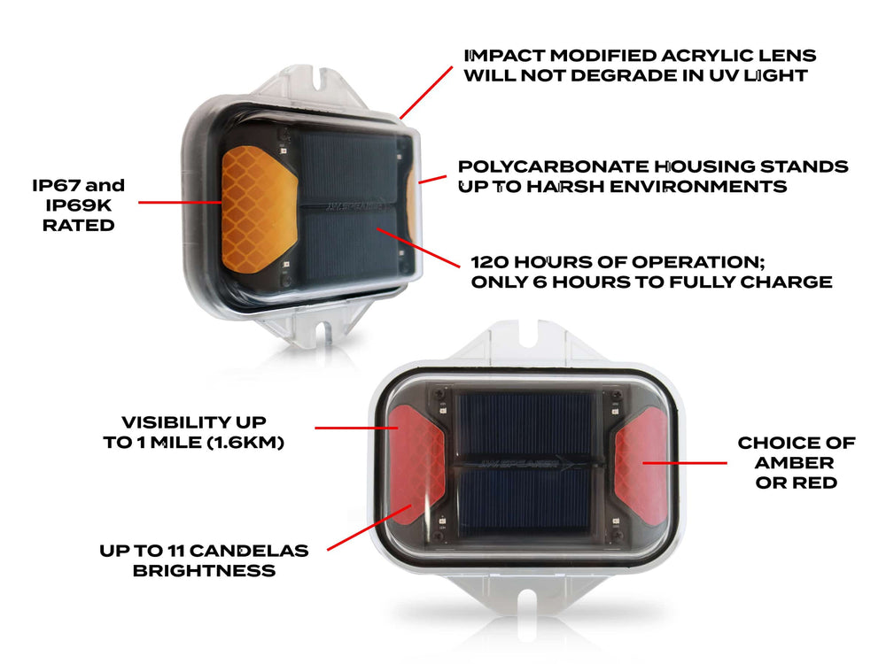 210 MODEL LED SOLAR RED FLASHER W/CLICK BOND MOUNTING KIT
