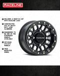 Aluminum Wheels 14x7 Podium Beadlock UTV A93B Satin Black 38 Offset 4 on 137 Bolt Pattern Raceline
