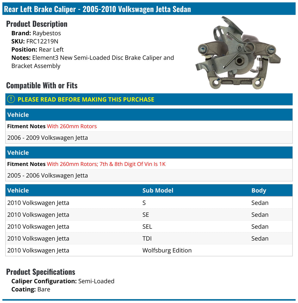 PREMIUM NEW SEMI LOADED CALIPER