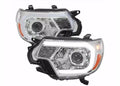 OE HEADLIGHTS WITH LED BAR CHROME HOUSING LIGHT SMOKED LENS