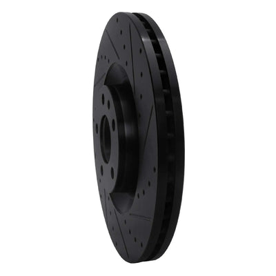 R1 04-09 Audi S4 Front Right Drilled & Slotted Black Brake Rotor