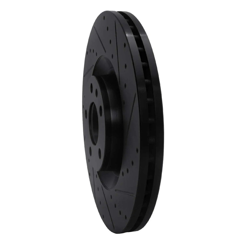 R1 04-09 Audi S4 Front Right Drilled & Slotted Black Brake Rotor