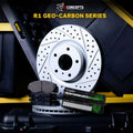 DFC 17-20 Honda Civic Rear Drilled & Slotted Geoperformance Rotors 5000 Advanced Pads w/Hardware