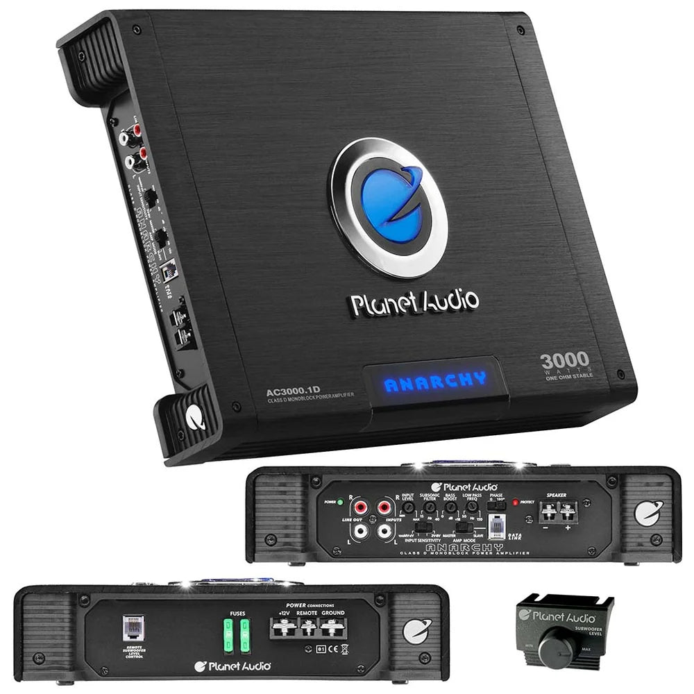 ANARCHY 3000W HIGH OUTPUT MONOBLOCK CLASS D AMPLIFIER 13 INL 10 INW 2.4 INH