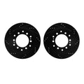 R1 10-24 Lexus GX460 Rear Drilled & Slotted Black Brake Rotor Set