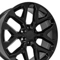 22 IN REPLICA WHEEL FITS CHEVY SILVERADO CV98B BLACK 22X9
