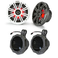 KM65 6.5-Inch (165mm) Marine Coaxial Speakers with 3/4-Inch (20mm) Tweeters LED 4-Ohm Charcoal and White Grilles