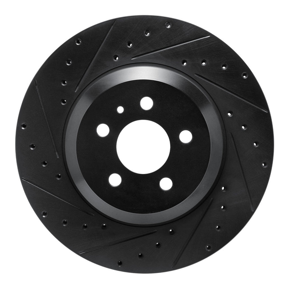 R1 17-25 Tesla Model 3 Front Left Drilled & Slotted Black Brake Rotor