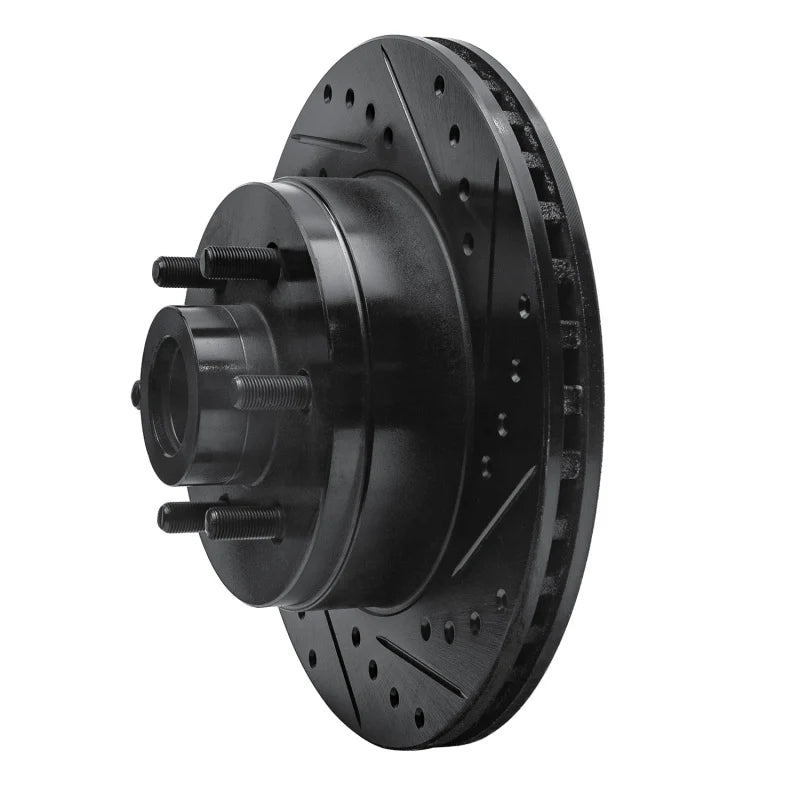 R1 91-96 Dodge Dakota RWD Front Right Drilled & Slotted Black Brake Rotor