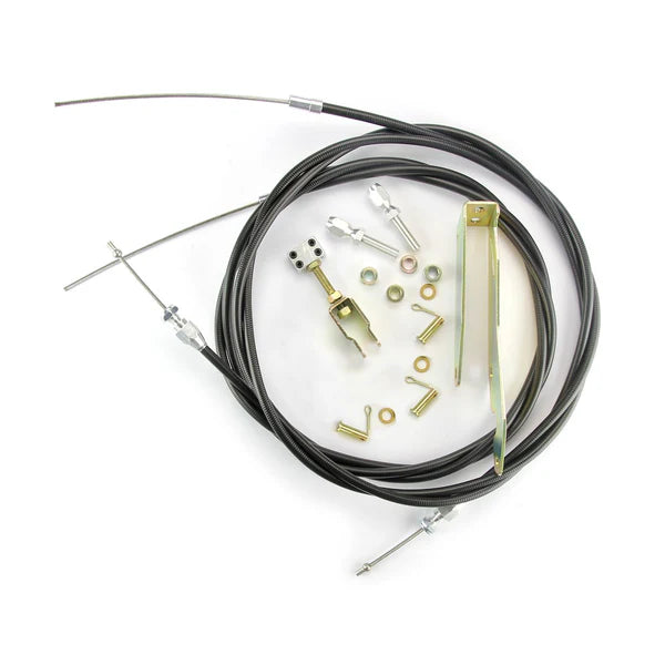 BLACK EMERGENCY BRAKE CABLE KIT FOR WILWOOD MC4 MECHANICAL CALIPER TRANS MOUNT
