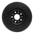 R1 14-25 Cadillac CT6 Front Right Drilled & Slotted Black Brake Rotor