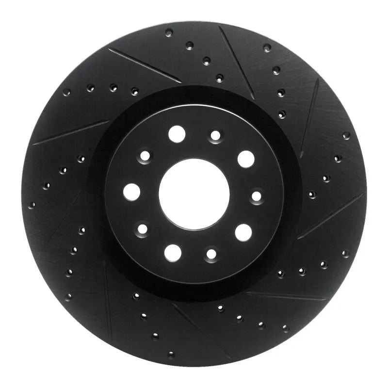 R1 14-25 Cadillac CT6 Front Right Drilled & Slotted Black Brake Rotor