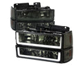 HEADLIGHT BUMPER LIGHT AND CORNER LIGHT COMBO CHROME HOUSING AND SMOKED LENS WITH LED BAR