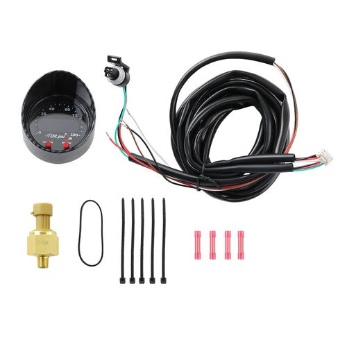 ~(1.3 lbs. 8X6X6)~ Turbo Boost 0-30 Psi Red Pointer Black Face White Letters (Green When Lit) Black Bezel
