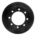 R1 99-07 Ford E-150 Econoline Rear Right Drilled & Slotted Black Brake Rotor